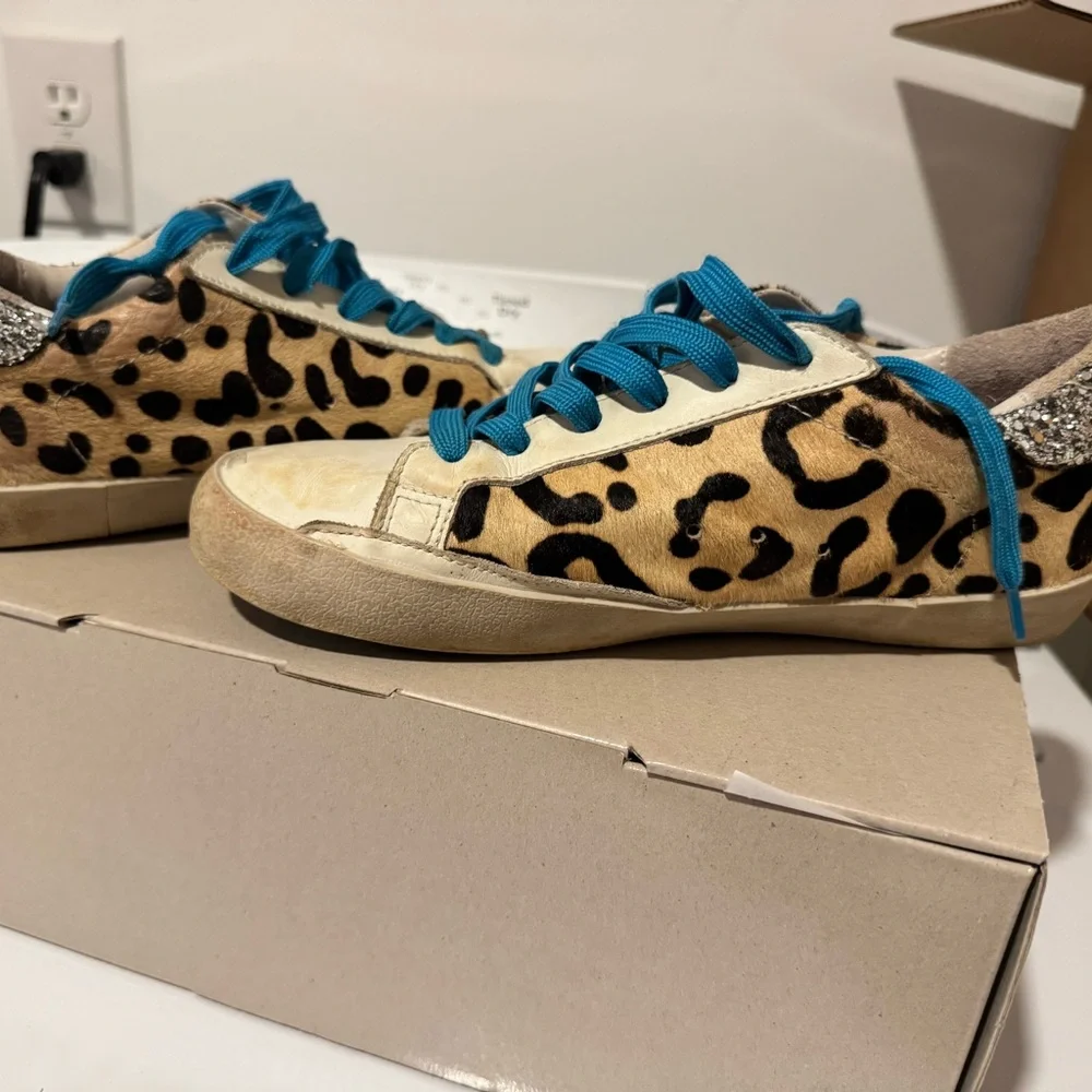 Golden Goose Leopard Print Sneakers with Pink and Blue (think thy are fakes) - Picture 5 of 5